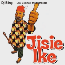 a cartoon of a man giving a thumbs up with the words jisie ike behind him