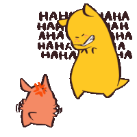 a cartoon drawing of two animals laughing with the words hah hah hah hah hah hah hah hah