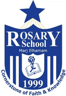 a logo for rosary school with a star and a rose