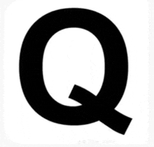 a black letter q with a white background