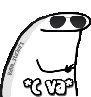 a drawing of a stick figure wearing sunglasses with the words * c va * below it