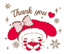 a thank you card with a cartoon character in a santa hat .