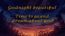 a goodnight beautiful time to go and dream about you greeting card