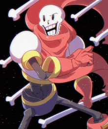 a cartoon drawing of papyrus with a scarf around his neck