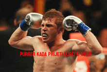 a picture of a boxer with the words purger kada prijeti djeci u voice on the bottom