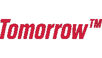 a red tomorrow tm logo is on a white background