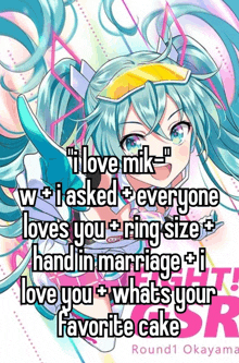 a picture of hatsune miku with a quote about her