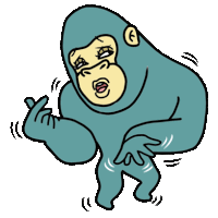 a cartoon drawing of a gorilla giving a thumbs up