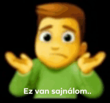 a blurry picture of a cartoon character with the words ez van sajnalom written below him .