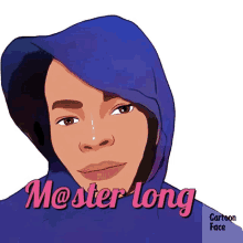 a cartoon drawing of a person with the name master long on it