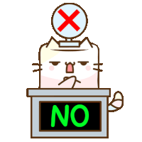 a cartoon cat is behind a sign that says " no "