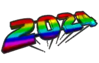 the word 2021 is written in rainbow colors on a white background .