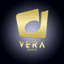 a vera music logo with a gold letter d