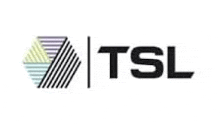 the logo for tsl is a black and white logo with a geometric design .