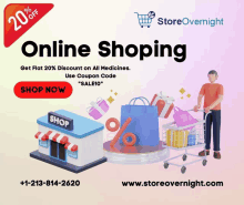 an advertisement for online shopping with a 20 % discount