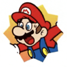 a cartoon drawing of mario wearing a red hat and a scarf .