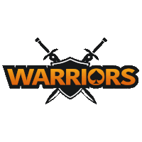 a logo for the warriors with a shield and two crossed swords