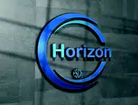 a logo for horizon escape is on a wall