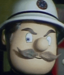 a cartoon character with a hat and mustache