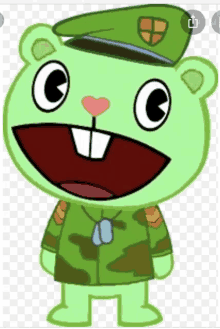 a cartoon character wearing a military uniform and a hat