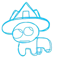 a drawing of a person wearing a hat