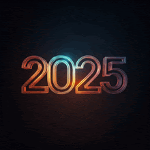 the number 2025 is glowing on a black background