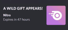 a wild gift appears with a nitro icon