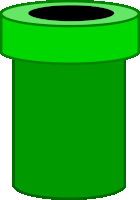 a green tube with a black hole in the middle