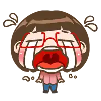 a cartoon of a girl with glasses crying