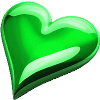 a green heart on a white background that looks like a green emerald