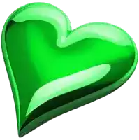 a green heart on a white background that looks like a green emerald