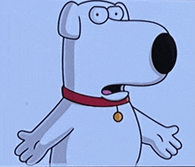 a cartoon dog with a red collar and a gold tag on his neck