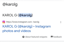 a screenshot of a website that says ' karol g @ karolg ' on it