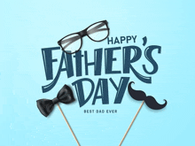 a father 's day greeting card with a bow tie glasses and mustache