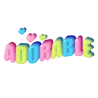 the word adorable is written in colorful letters with hearts surrounding it