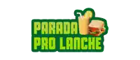 a logo for parada pro lanche with a sandwich and a smoothie