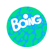 a green circle with the word boing in white letters