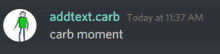 a picture of a man with the words addtext carb today at 11:37 am carb moment