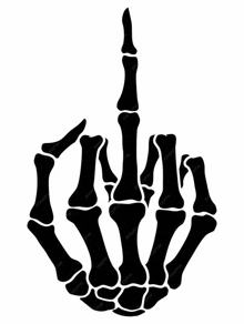 a skeleton hand giving the middle finger .