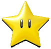 a yellow star with two eyes on it is on a white background .