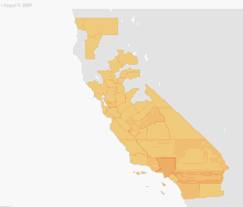 a map of california is shown on september 16th