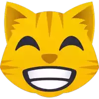 a smiley face of a cat with its eyes closed and a big smile on its face