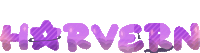 the name harvern is written in purple and pink letters