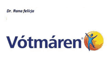 a logo for votmaren with a yellow circle and a blue man on it