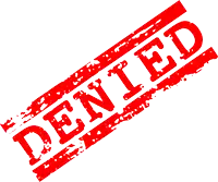 a red stamp that says " denied " on a white background