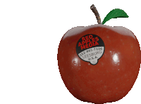 an apple with a label that says red apples media on it