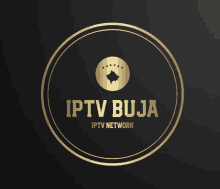 a logo for iptv buja iptv network with a golden circle