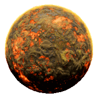 a burning planet with a yellow glow around it on a white background