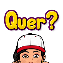 a cartoon of a girl wearing a baseball cap with the word quer behind her