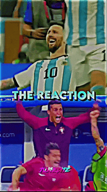 a collage of soccer players with the words " the reaction " at the top